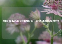 剑灵服务器延迟时间查询，让您轻松畅享游戏！