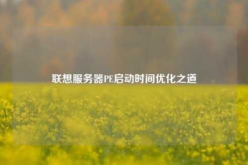 联想服务器PE启动时间优化之道