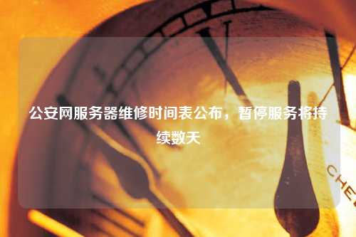 公安网服务器维修时间表公布，暂停服务将持续数天