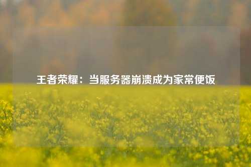 王者荣耀：当服务器崩溃成为家常便饭